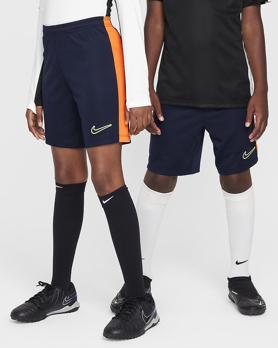 กางเกงฟุตบอลขาสั้นเด็ก Nike Dri-FIT Academy23 - Dark Obsidian/Total Orange/Volt