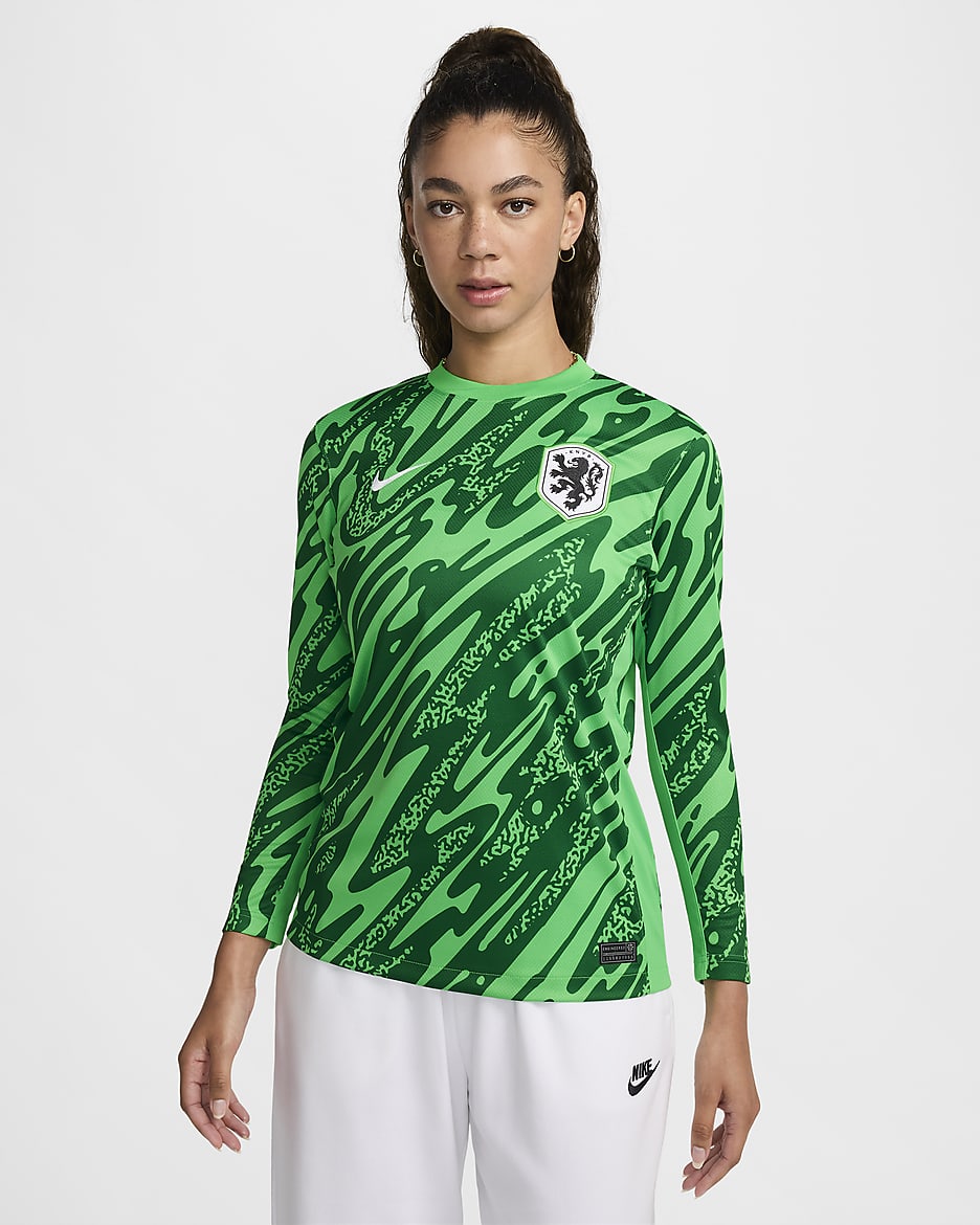 Netherlands (Women's Team) 2024/25 Stadium Goalkeeper Nike Replika-Fußballtrikot mit Dri-FIT-Technologie (Damen) - Green Spark/Pine Green/Weiß