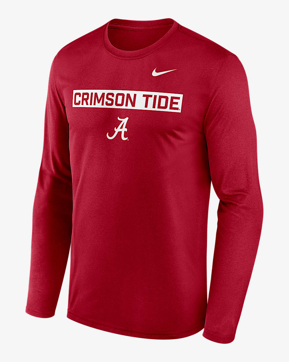 Playera de manga larga universitaria Nike Dri-FIT para hombre Alabama Primetime Legend 2-Hit - Carmesí