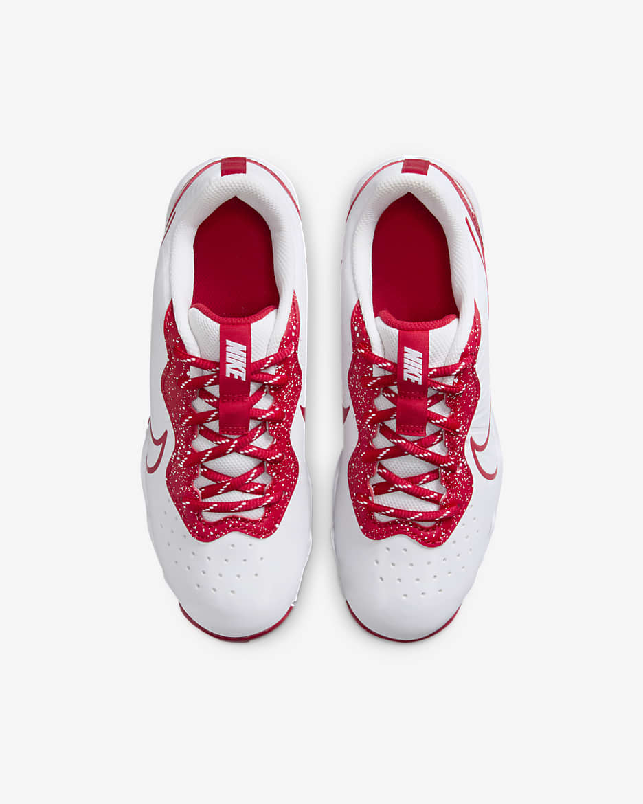 Tacos de béisbol para niños talla pequeña/grande Nike Alpha Huarache 4 Keystone - Blanco/Rojo universitario