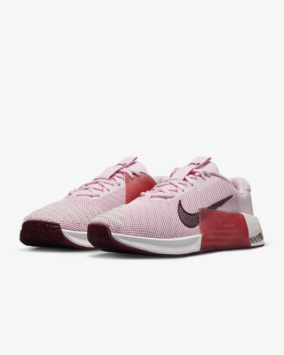 Nike Metcon 9 Women's Workout Shoes - Pink Foam/Platinum Tint/Adobe/Dark Team Red