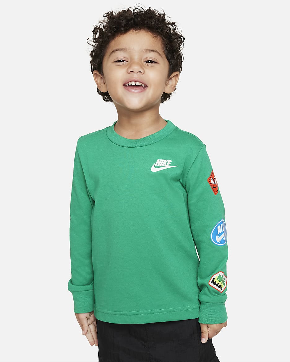 ナイキ レトロ ステッカー ベビー ロングスリーブ グラフィック Tシャツ - スタジアムグリーン