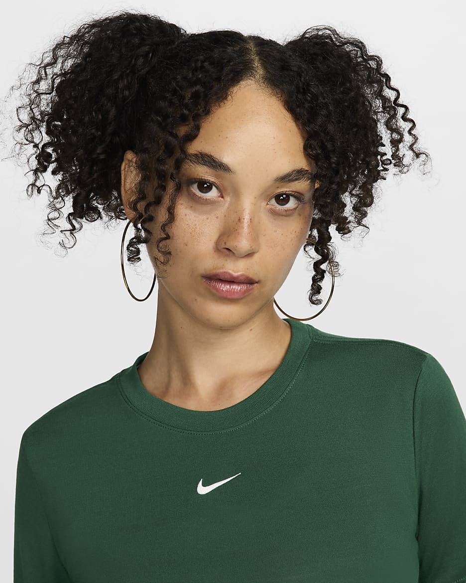 Nike Sportswear Essential Women's Slim Cropped T-Shirt - Gorge Green/Sail