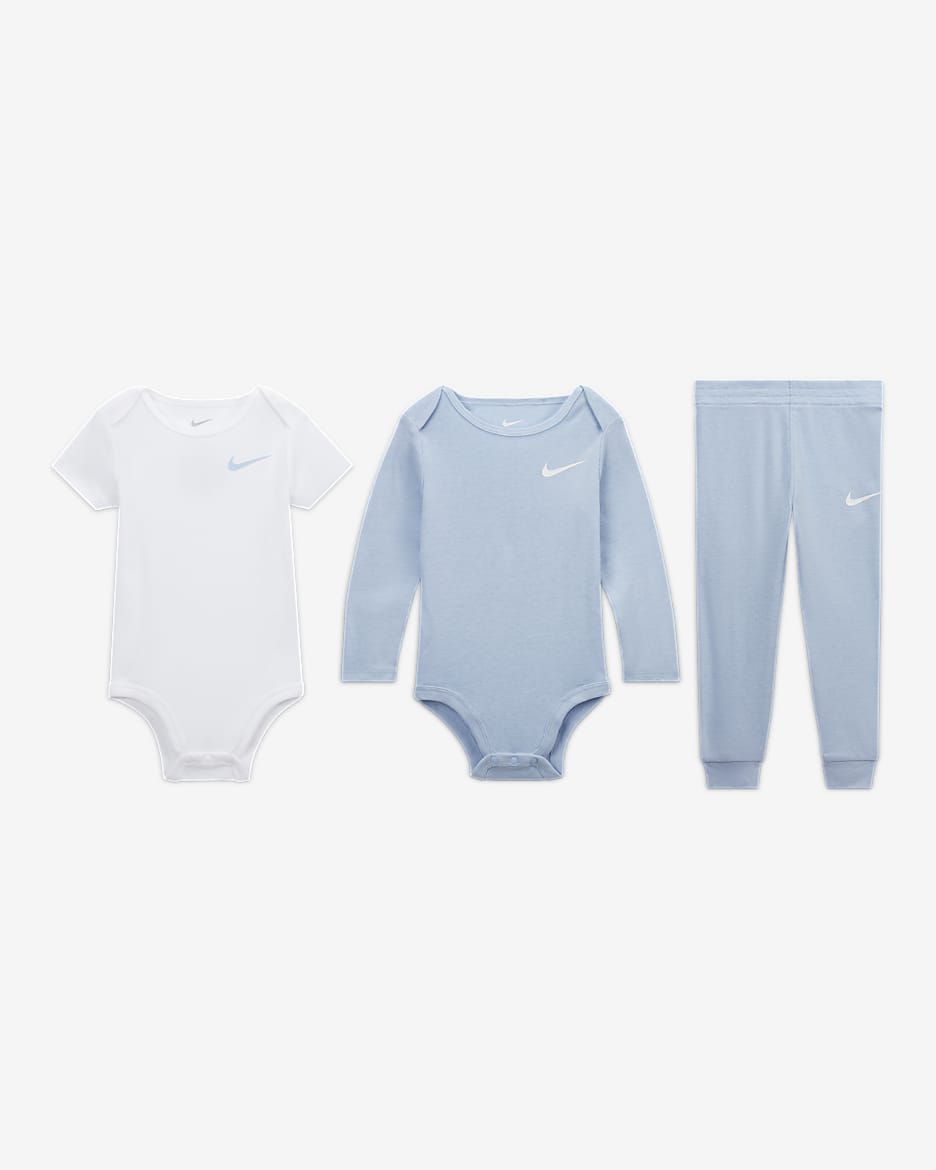 Conjunto de 3 piezas de body para bebé (12 a 24 meses) Nike Essentials - Azul claro