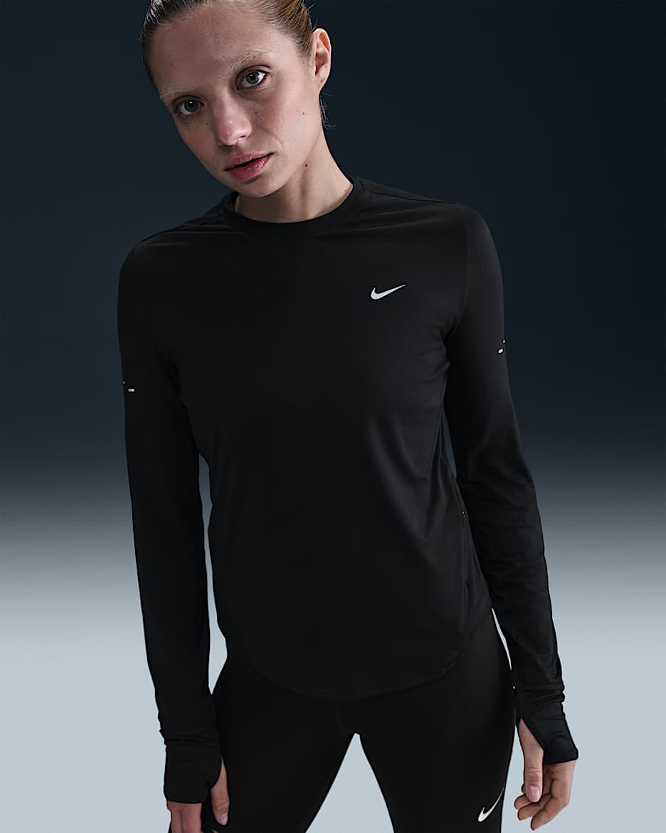 Nike Swift Women's Dri-FIT UV Long-Sleeve Crew-Neck Running Top - Black