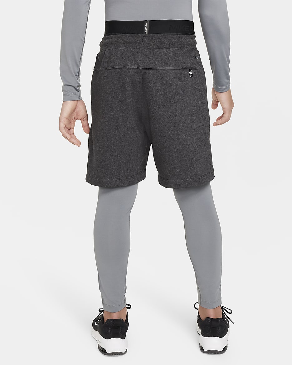 Nike Pro Dri-FIT Big Kids' (Boys') Tights - Smoke Grey/Smoke Grey/Black