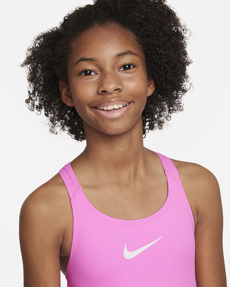 Nike Essential Big Kids' (Girls') Racerback 1-Piece Swimsuit - Pink Spell