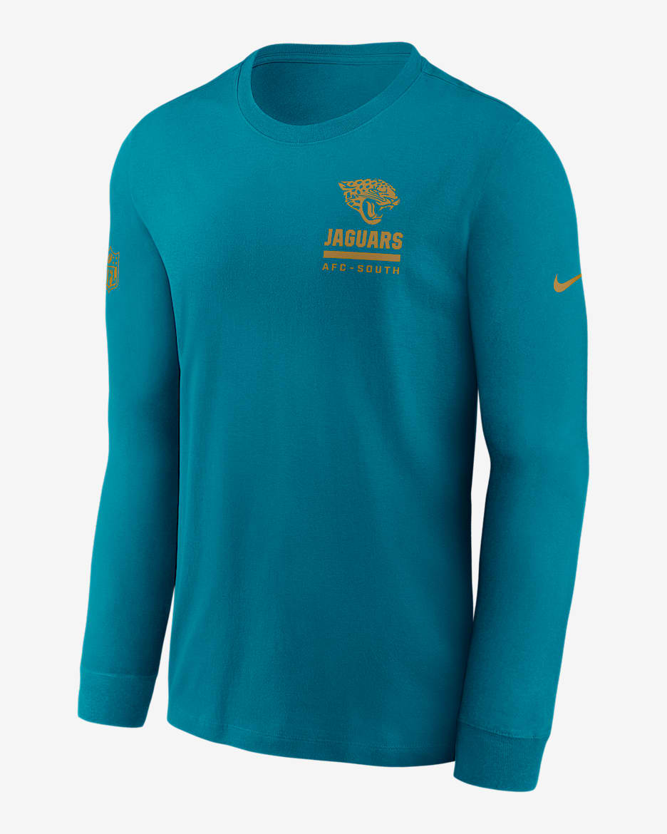 Jacksonville Jaguars Sideline Team Issue Men's Nike Dri-FIT NFL Long-Sleeve T-Shirt - Blue