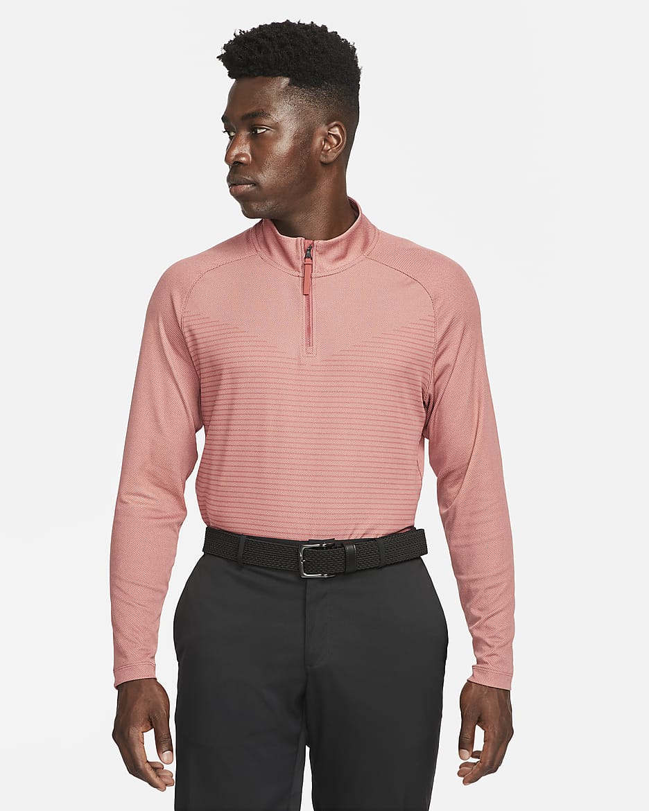 Nike Dri-FIT ADV Vapor Men's Quarter-Zip Golf Top - Canyon Rust/Fossil Rose/Black