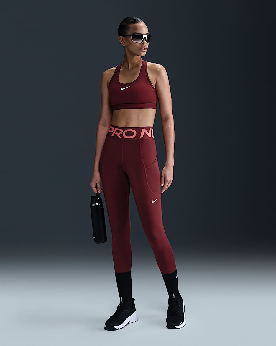 Nike Pro Sculpt Women's High-Waisted 7/8 Leggings with Pockets - Dark Team Red/White