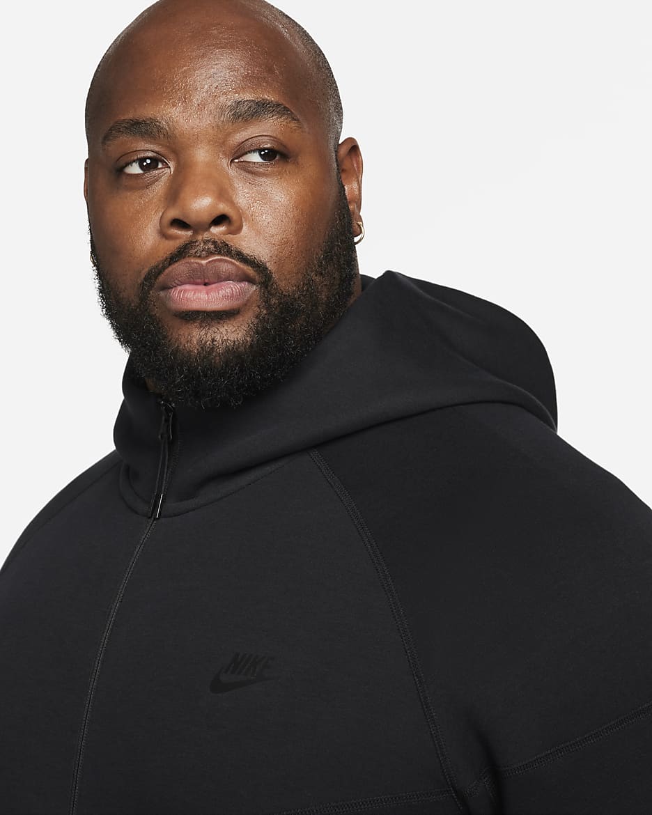 Nike Sportswear Tech Fleece Windrunner Tam Boy Fermuarlı Erkek Kapüşonlu Üst - Siyah/Siyah