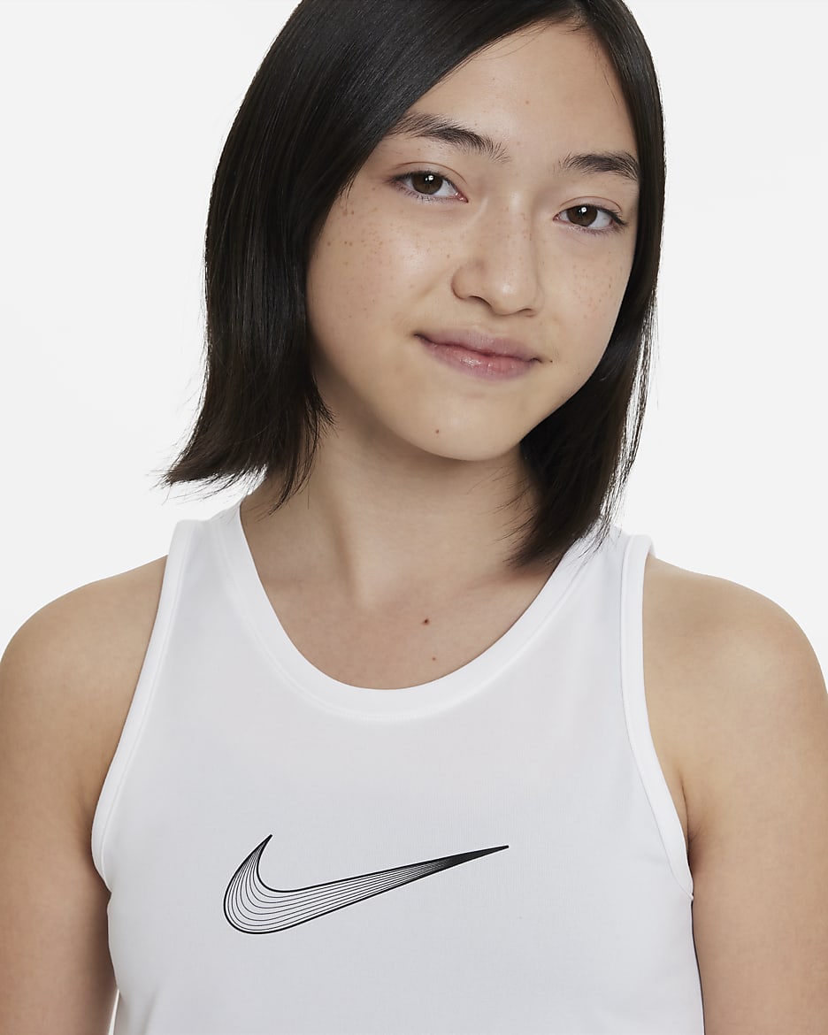 Träningslinne Nike Dri-FIT One för ungdom (tjejer) - Vit/Svart