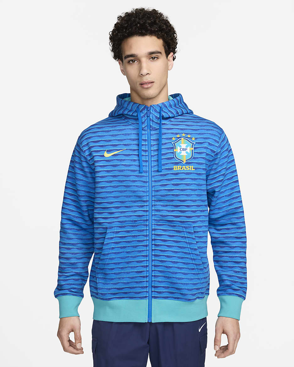 Brazil Club Fleece Men's Nike Soccer Full-Zip Hoodie - Soar/Light Retro/Dynamic Yellow