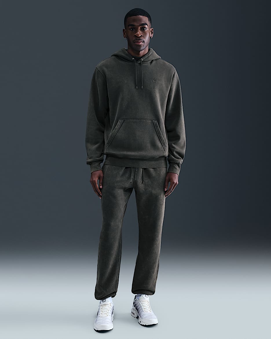 Nike Sportswear Club Men's Washed Cuffed Fleece Pants - Anthracite/Anthracite