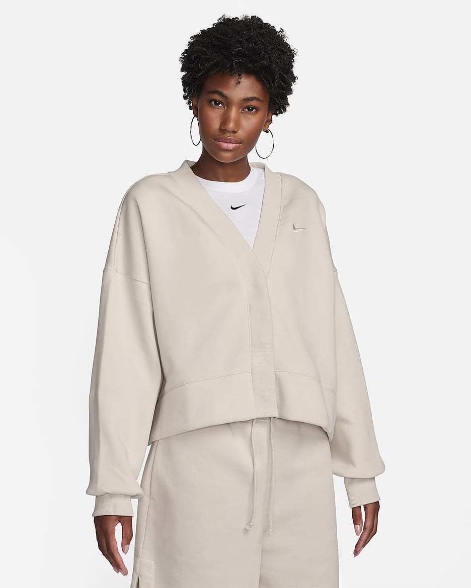Nike Sportswear Phoenix Fleece Women's Over-Oversized Cardigan - Light Orewood Brown/Sail
