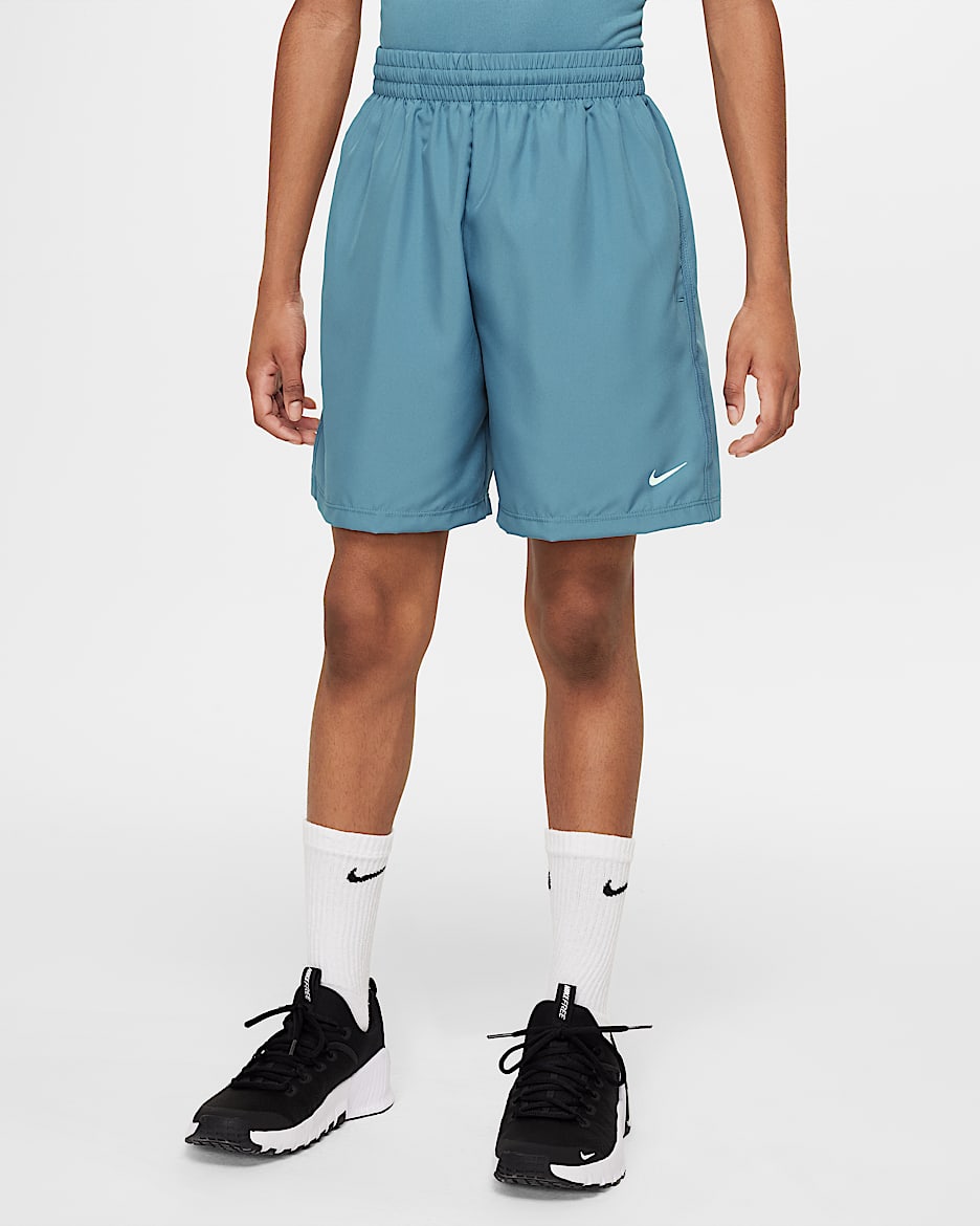 Nike Multi Older Kids' Dri-FIT Training Shorts - Smoky Blue/White
