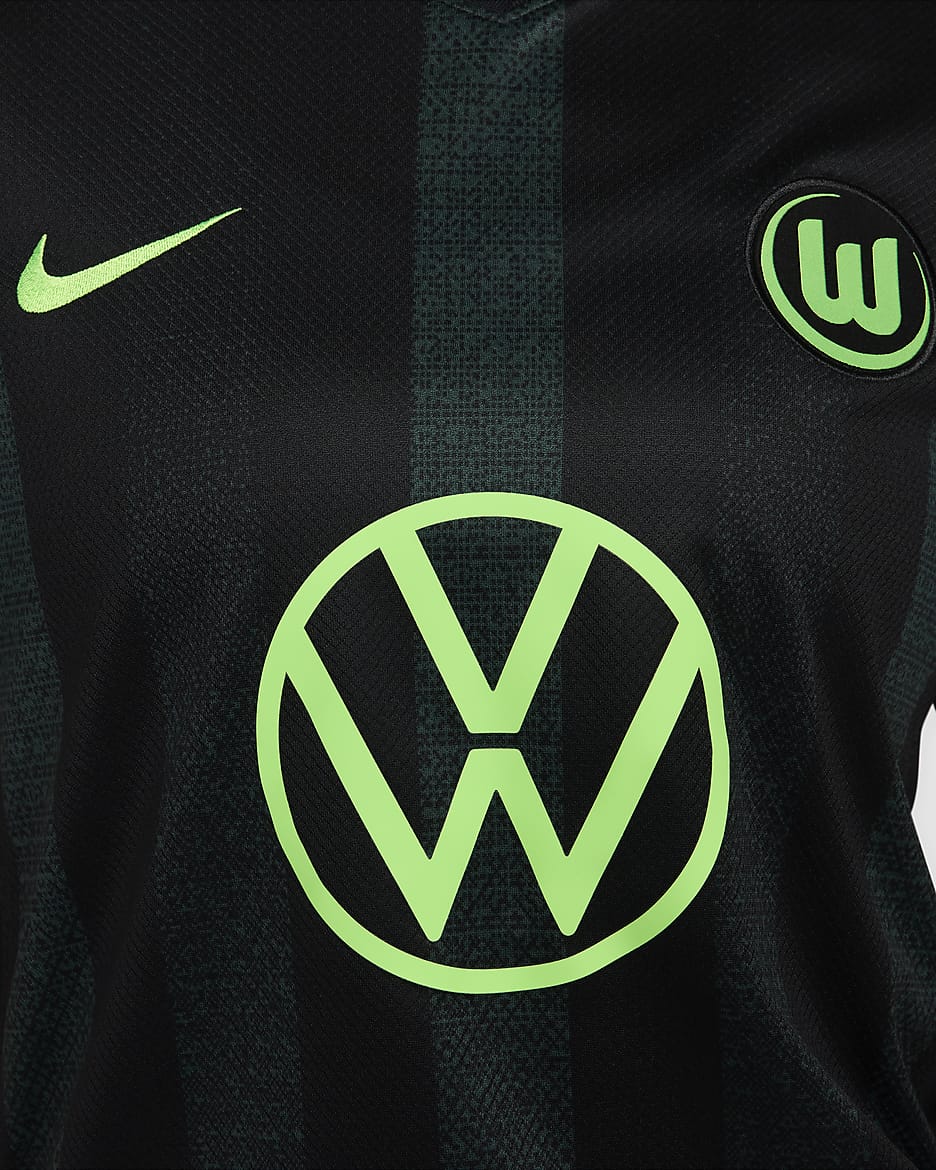 Segunda equipación Stadium VfL Wolfsburgo 2024/25 Camiseta de fútbol de réplica Nike Dri-FIT - Mujer - Negro/Pro Green/Sub Lime