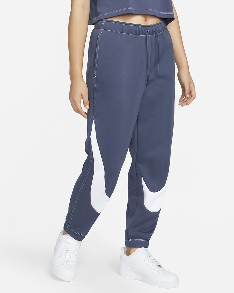 Pantalones de entrenamiento Easy Fleece para mujer Nike Sportswear Swoosh - Trueno azul/Blanco/Blanco