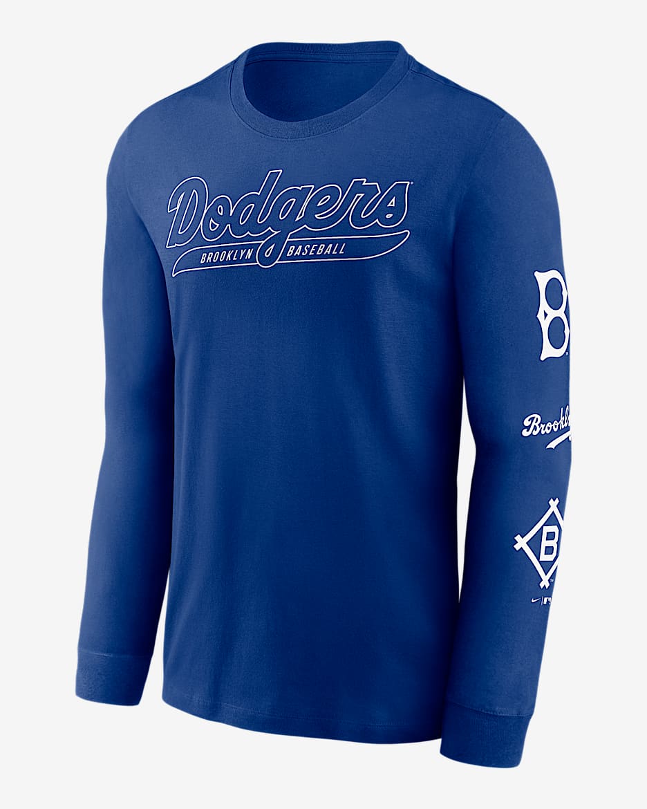 Brooklyn Dodgers Cooperstown Knockout Men's Nike MLB Long-Sleeve T-Shirt - Royal