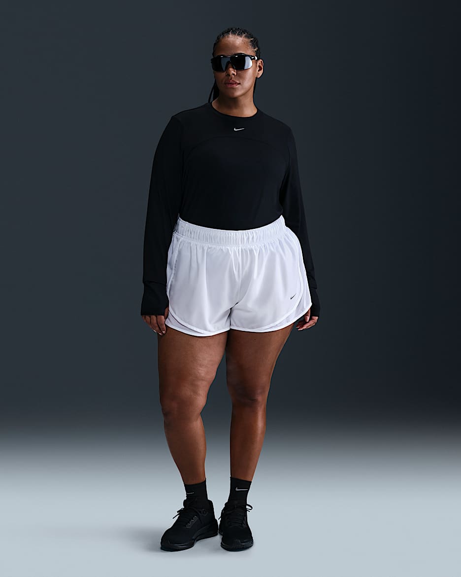 Shorts de correr Dri-FIT de tiro medio de 7 cm con forro de ropa interior para mujer (talla grande) Nike Tempo - Blanco/Blanco/Blanco