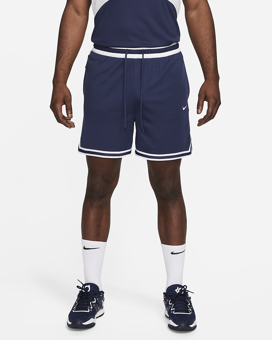 Shorts de básquetbol de 15 cm para hombre Nike Dri-FIT DNA - Azul marino medianoche/Blanco