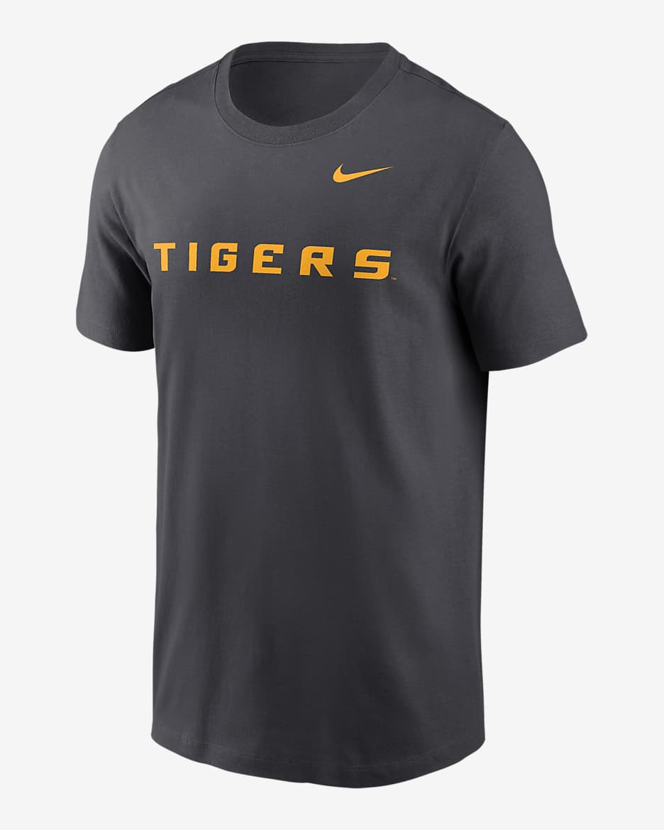 Playera universitaria Nike para hombre LSU Tigers Primetime Wordmark - Antracita