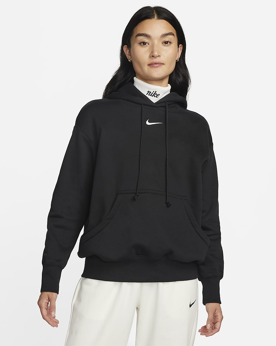 Nike Sportswear Phoenix Fleece Women's Oversized Pullover Hoodie - Black/Sail