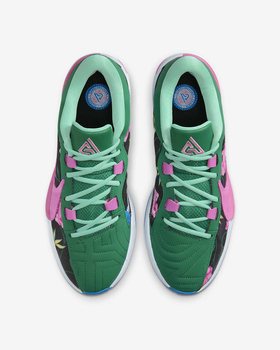 Giannis Freak 5 basketbalschoenen - Light Photo Blue/Playful Pink/Pink Foam/Zwart