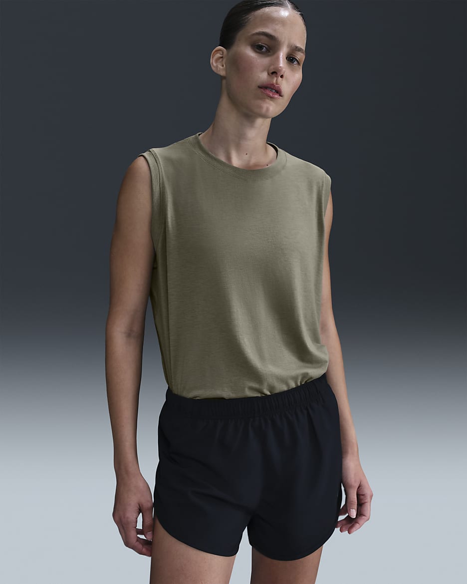 Camiseta de tirantes Dri-FIT para mujer Nike One Relaxed - Militar claro/Negro