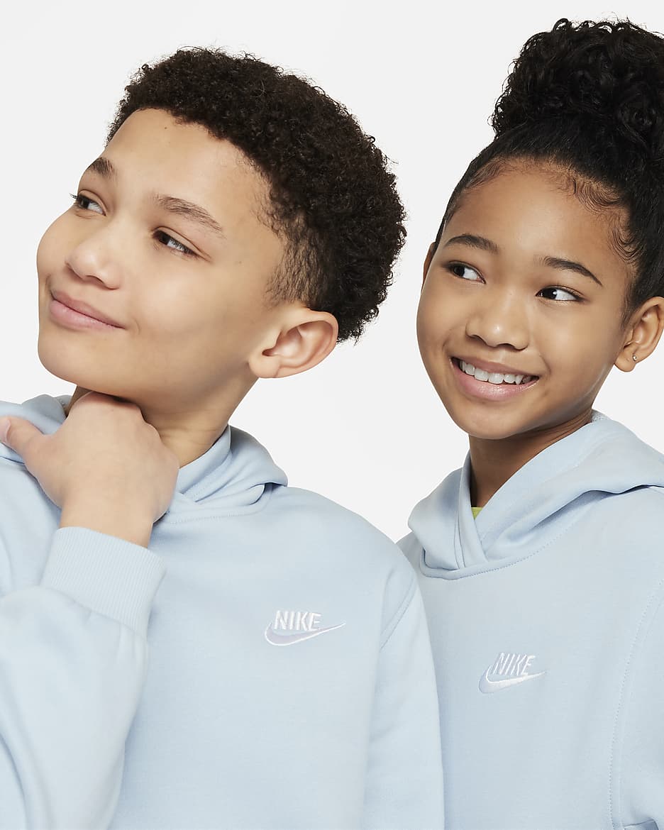 Nike Sportswear Club Fleece Hoodie voor kids - Light Armory Blue/Wit