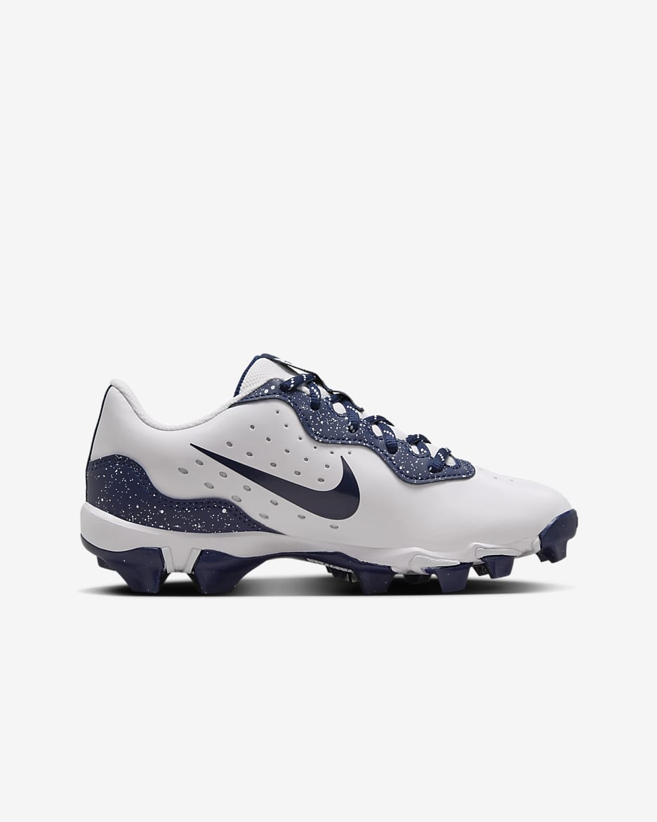 Tacos de béisbol para niños talla pequeña/grande Nike Alpha Huarache 4 Keystone - Blanco/Azul marino medianoche