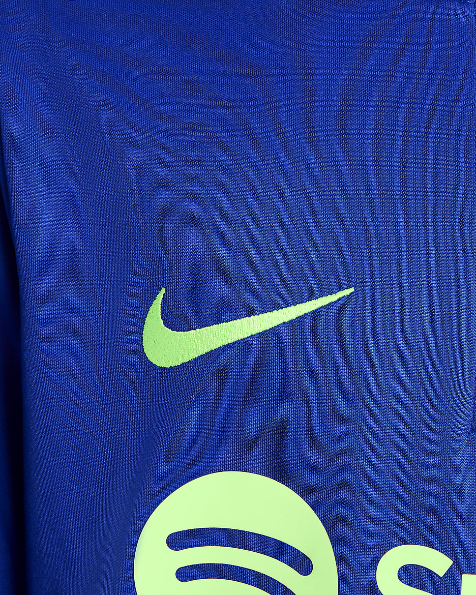 F.C. Barcelona Academy Pro Older Kids' Nike Dri-FIT Football Drill Top - Old Royal/Anthracite/Lime Blast