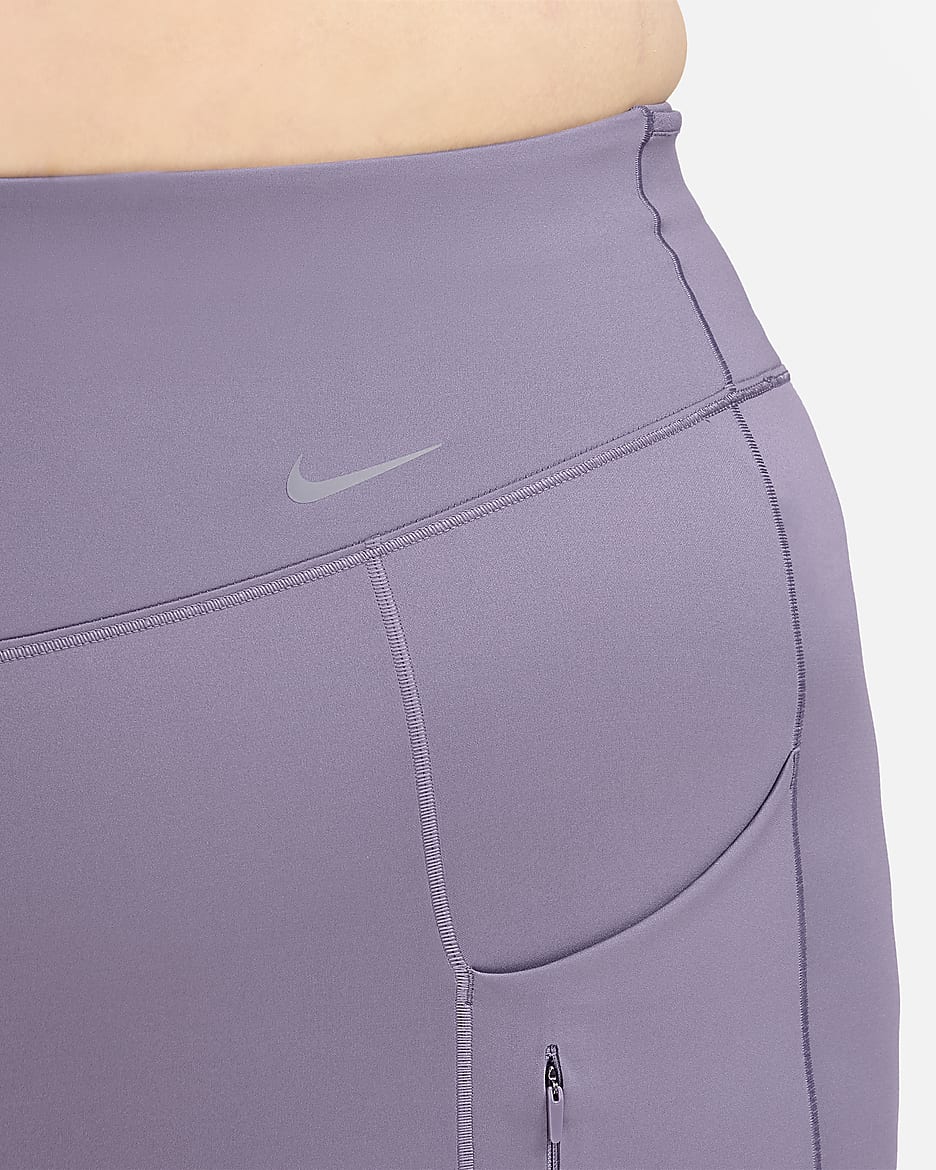 Nike Go 7/8-Leggings mit starkem Halt, hohem Bund und Taschen für Damen (große Größe) - Daybreak/Schwarz