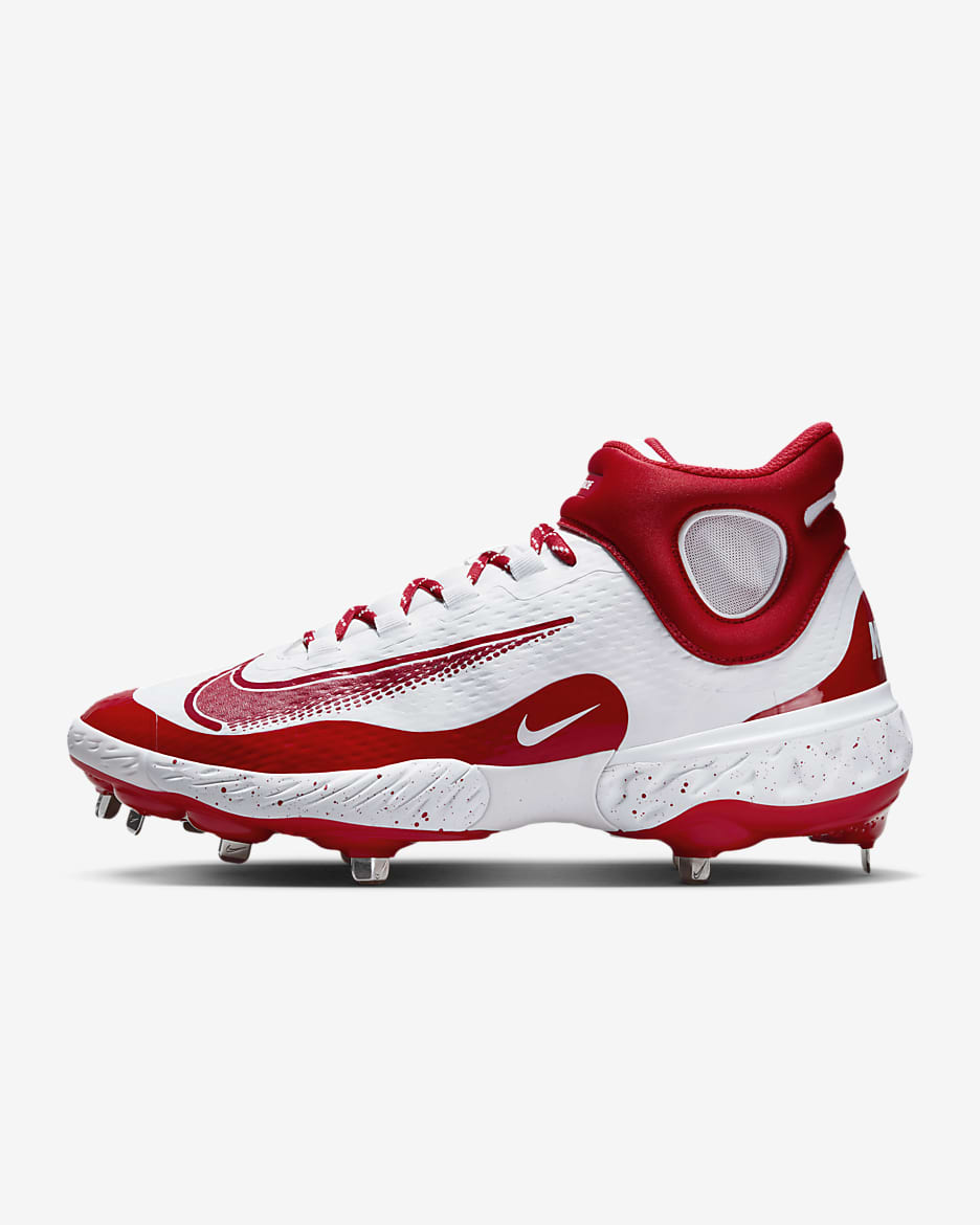 Calzado de béisbol para hombre Nike Alpha Huarache Elite 4 Mid - Blanco/Rojo universitario
