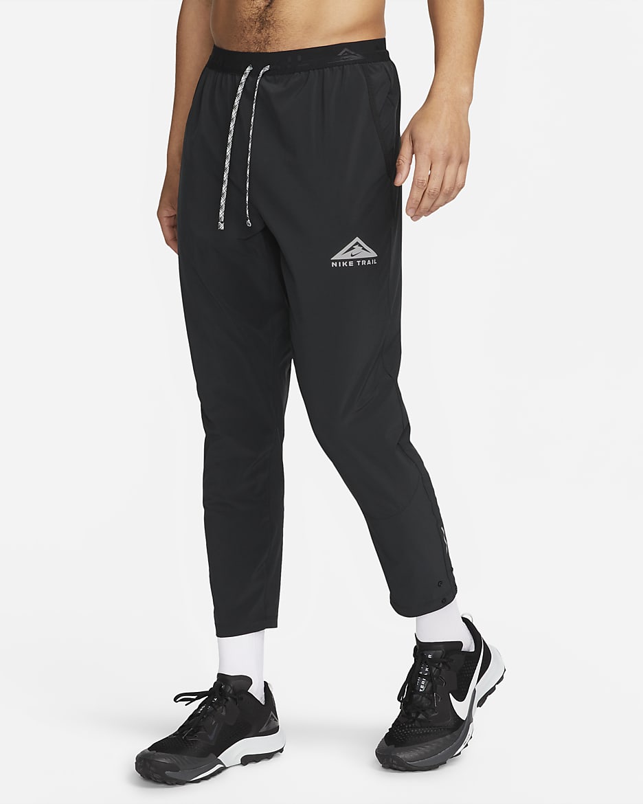 Pants de correr Dri-FIT para hombre Nike Trail Dawn Range - Negro/Negro/Blanco