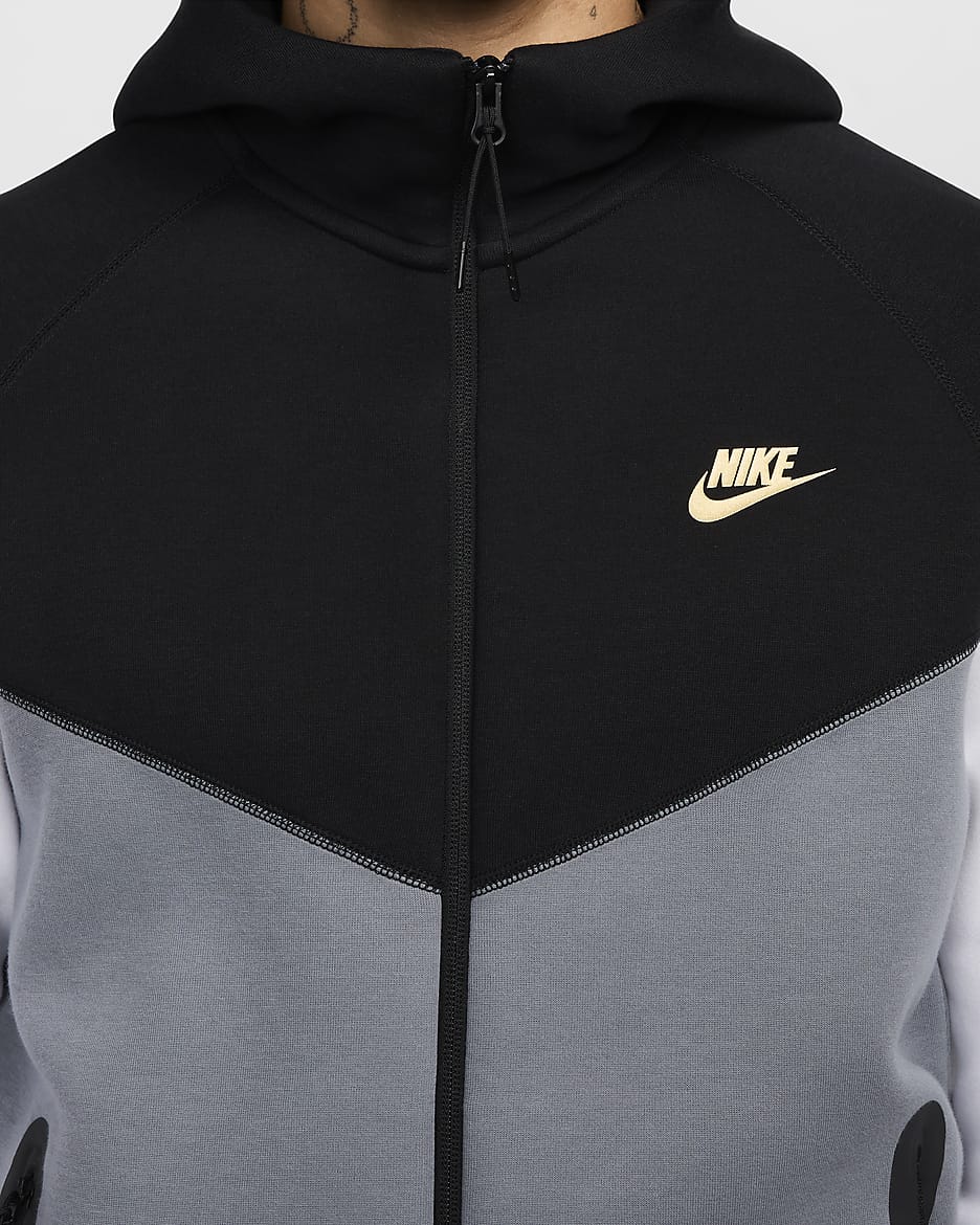 Nike Sportswear Tech Fleece Windrunner Dessuadora amb caputxa i cremallera completa - Home - Negre/Cool Grey/Blanc/Or metal·litzat