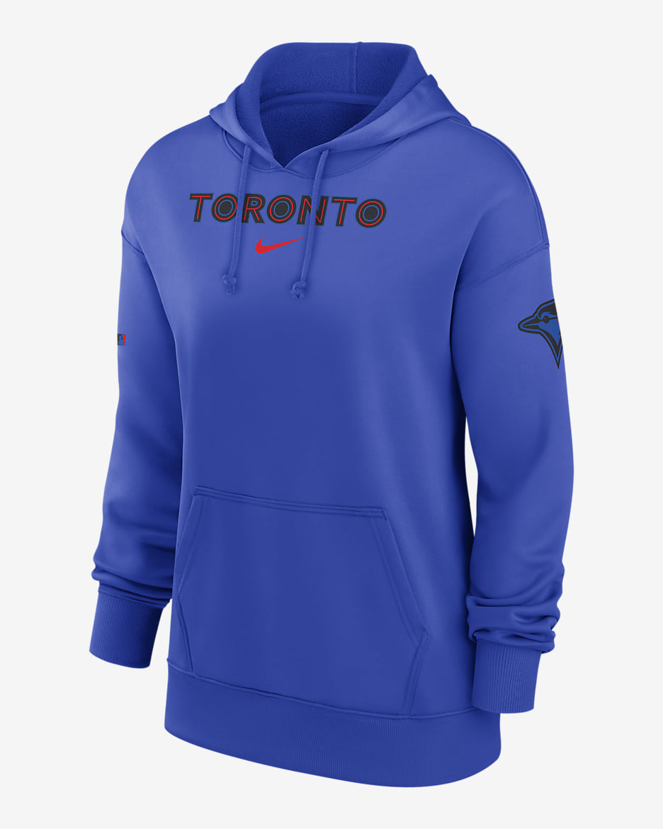 Sudadera con gorro sin cierre Nike Dri-FIT de la MLB para mujer Toronto Blue Jays Authentic Collection City Connect Practice - Royal