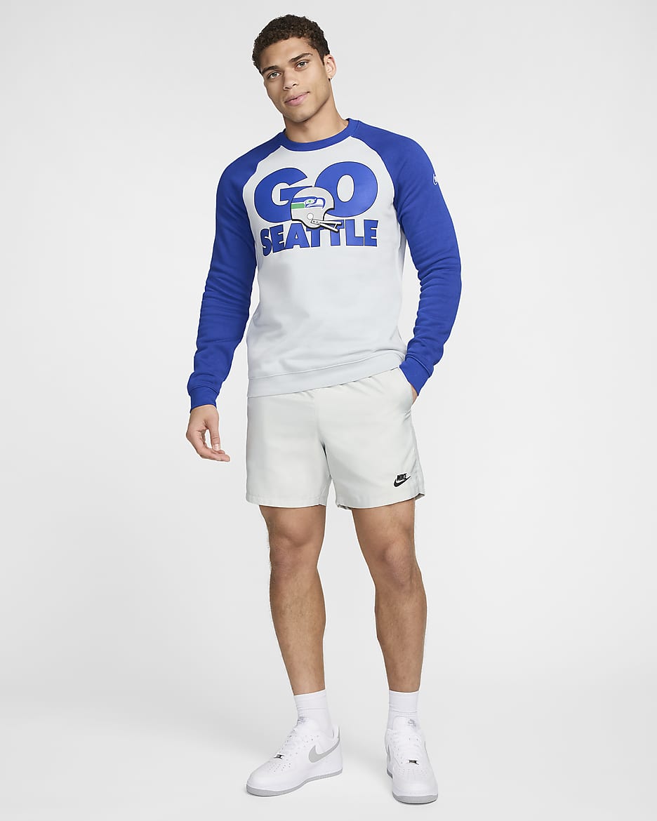 Nike Historic Raglan (NFL Seahawks) Dessuadora - Home - Field Silver/Old Royal/Old Royal