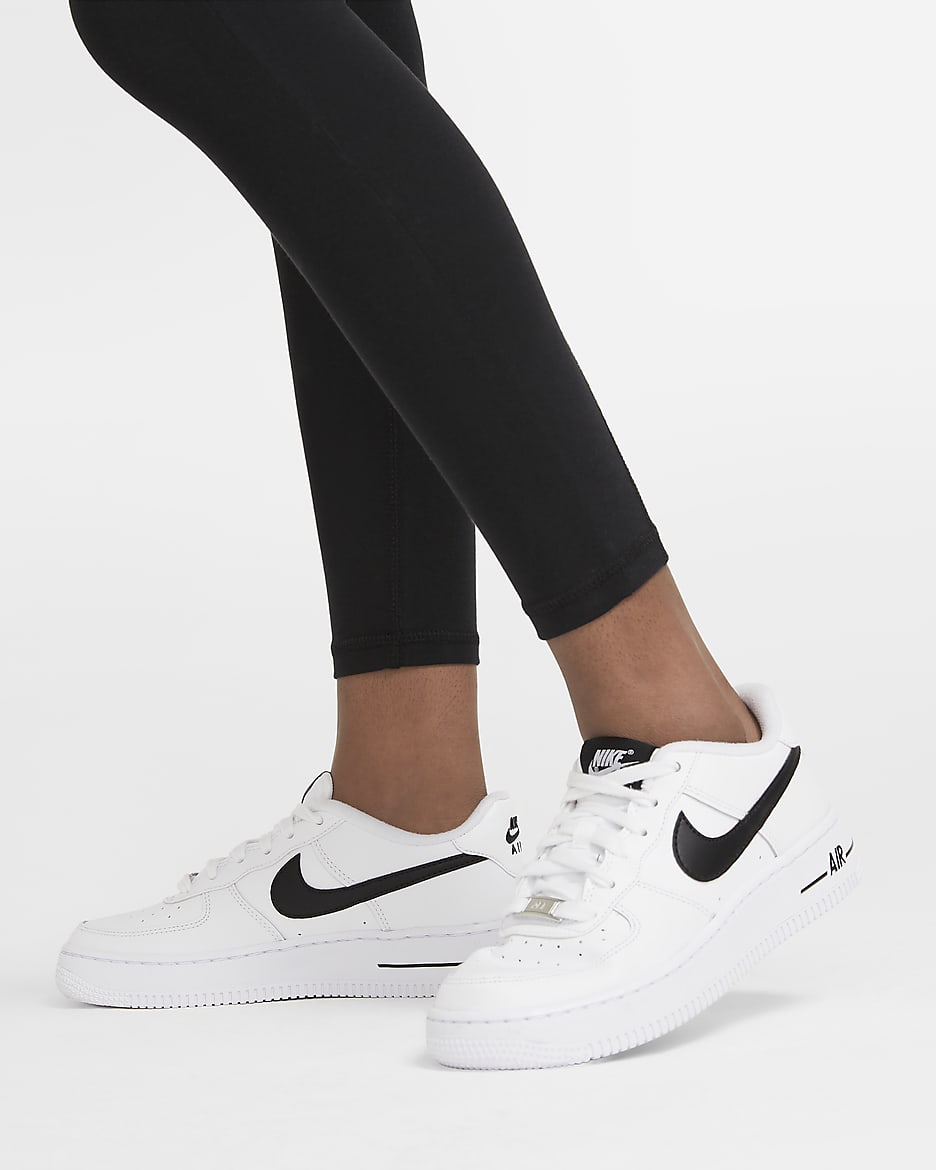 Nike Sportswear Favorites leggings med høyt liv til store barn (jente) - Svart/Hvit