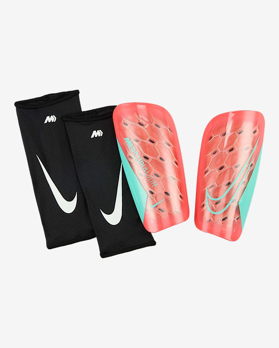 Espinilleras de fútbol Nike Mercurial Lite - Brasa resplandor/Verde aurora/Verde aurora