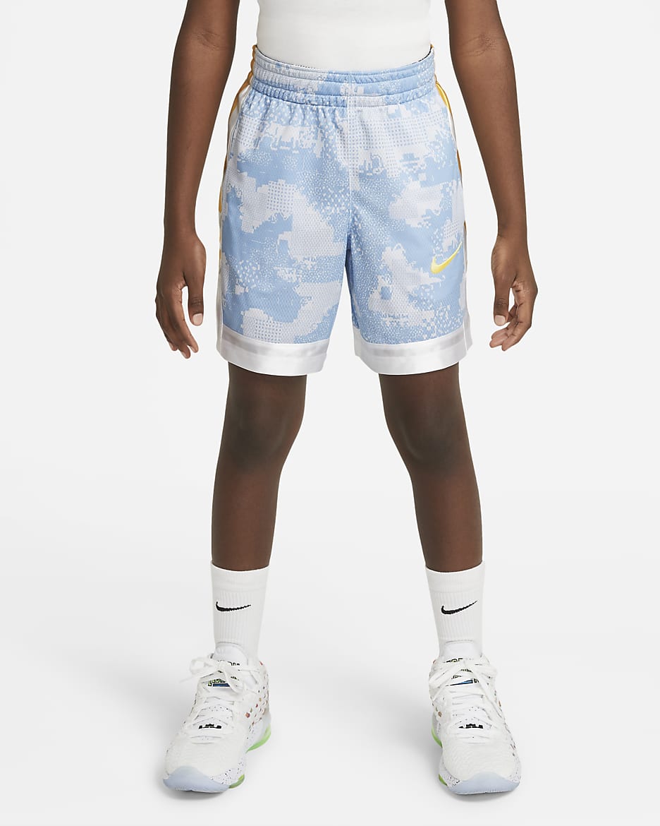 Nike Elite Super Big Kids' (Boys') Basketball Shorts - Football Grey/Psychic Blue/White/Citron Pulse