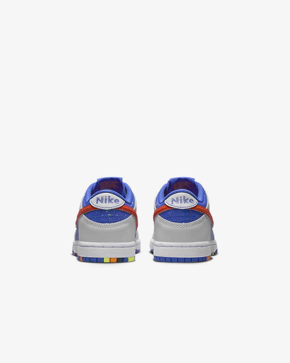 Nike Dunk Low Little Kids' Shoes - Photon Dust/Astronomy Blue/Volt/Total Orange