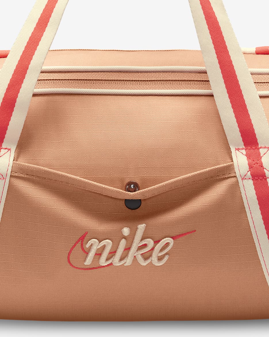 Nike Heritage Retro Duffel Bag (13L) - Amber Brown/Bright Crimson/Guava Ice