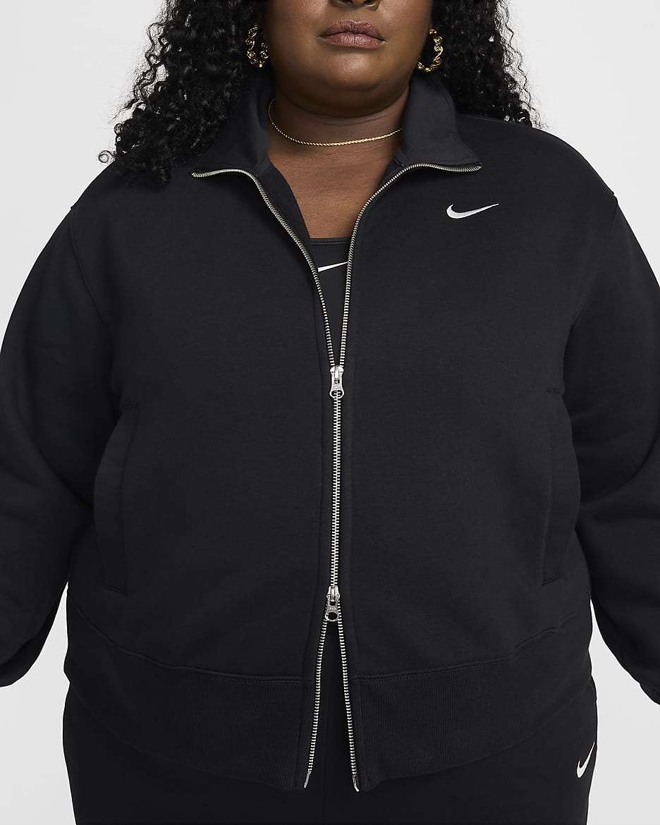 Nike Sportswear Phoenix Fleece Women's Oversized Track Jacket (Plus Size) - Black/Sail