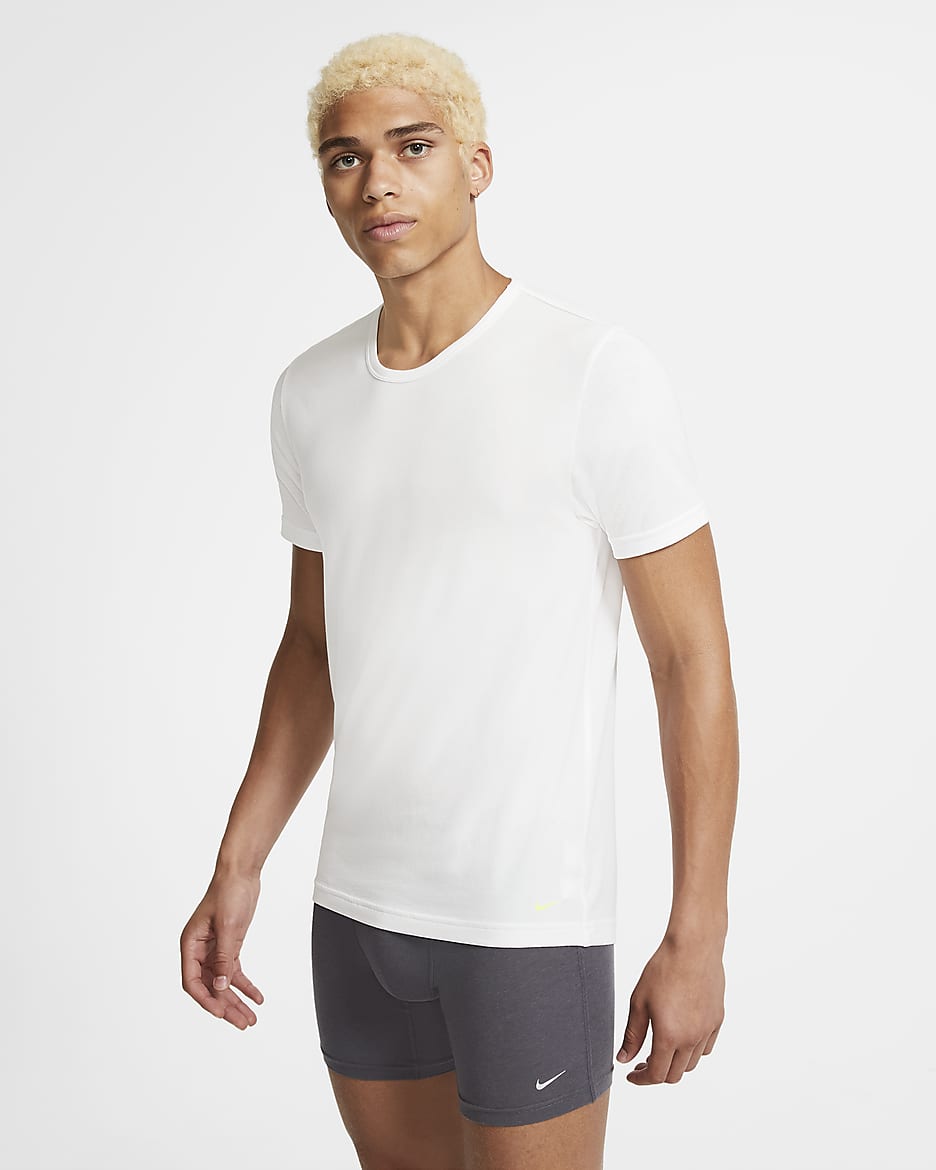 Nike Luxe Cotton Modal Men's Slim Fit Crew-Neck Undershirt (2-Pack) - White/White