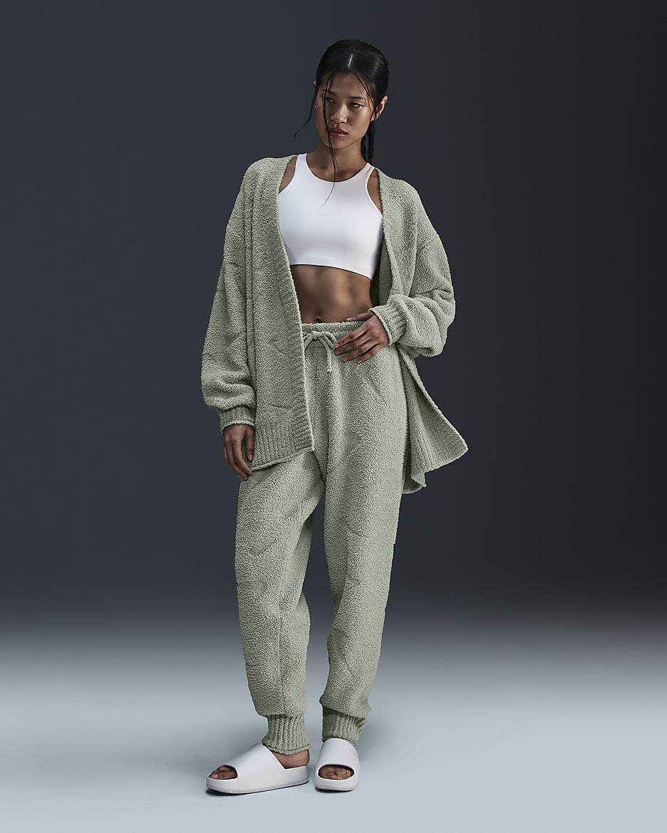 Nike Sportswear Phoenix Cosy Bouclé Women's High-Waisted Oversized Knit Trousers - Jade Horizon