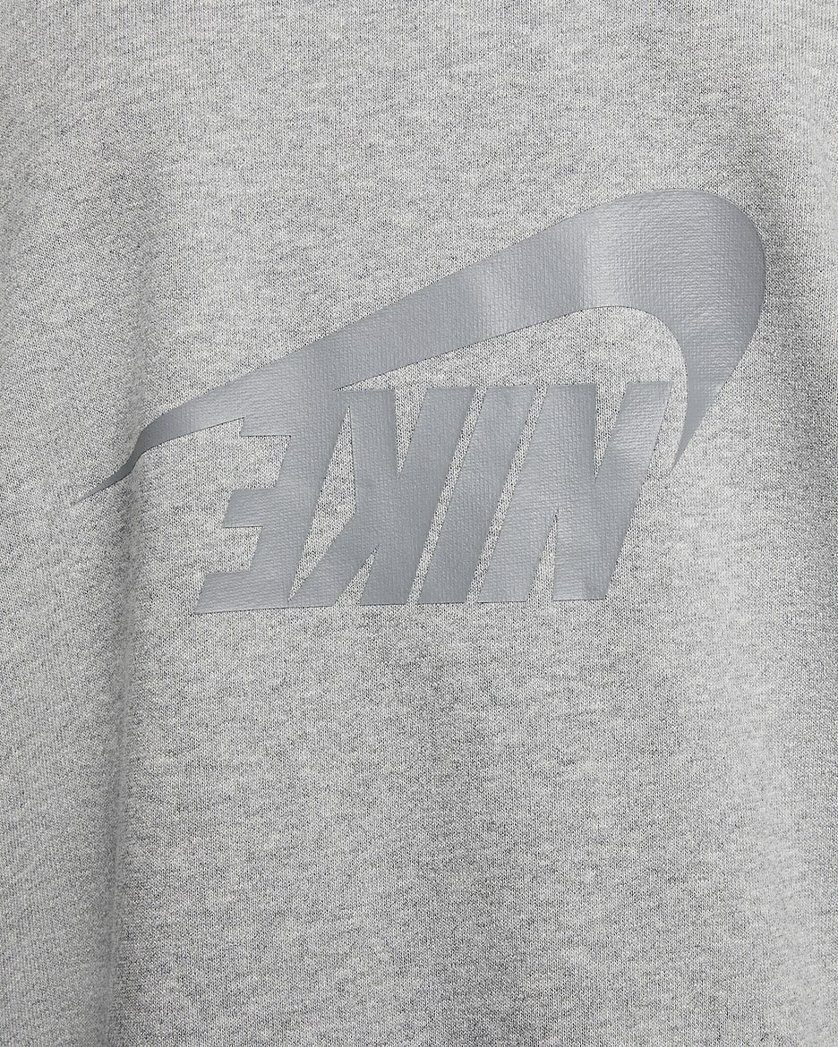 Dívčí volná flísová mikina s kapucí Nike Sportswear Dri-FIT - Dark Grey Heather