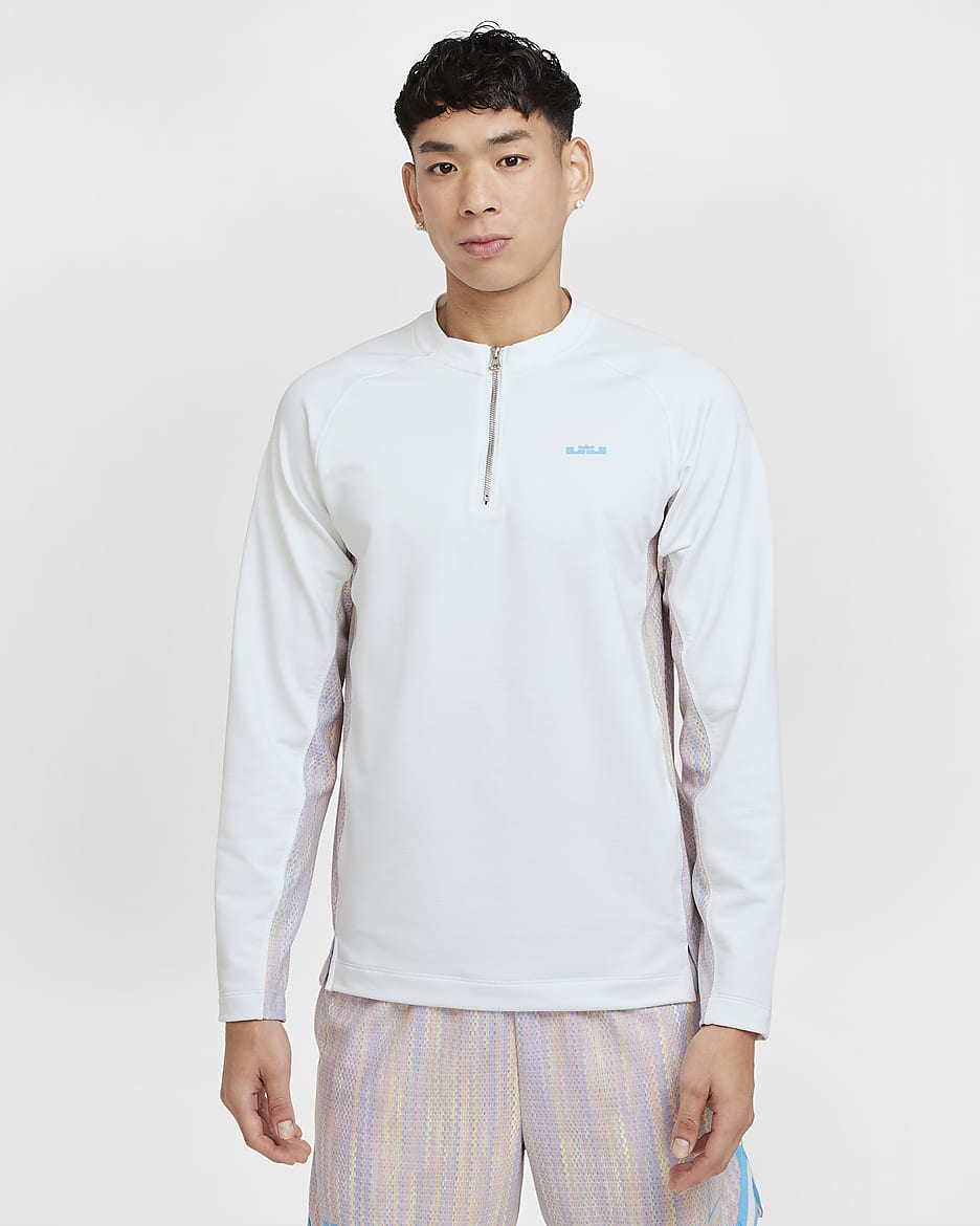 LeBron DNA Men's Dri-FIT 1/4-Zip Basketball Top - Summit White/Celestial Gold/Field Purple