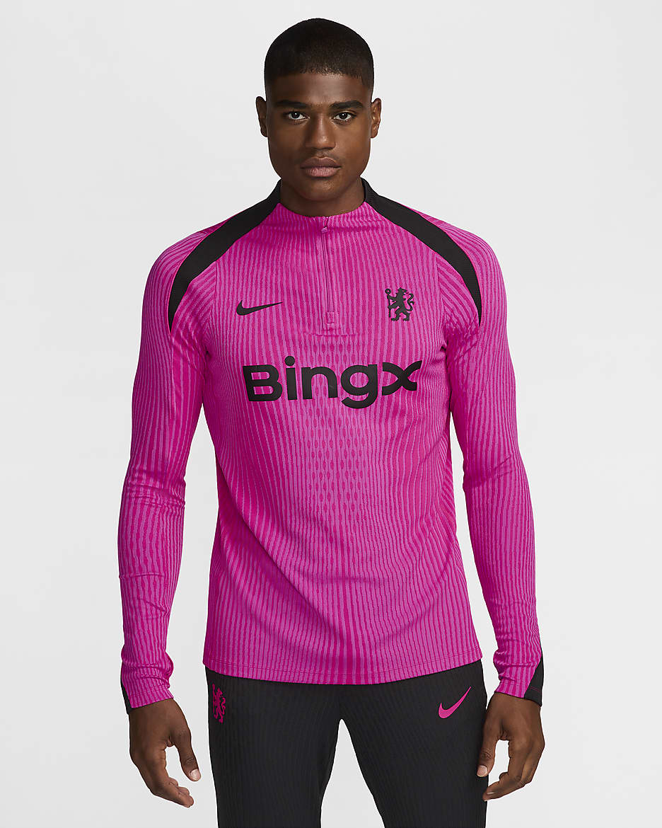 Troisième haut d'entraînement de foot en maille Nike Dri-FIT ADV Chelsea FC Strike Elite pour homme - Pink Prime/Noir/Noir