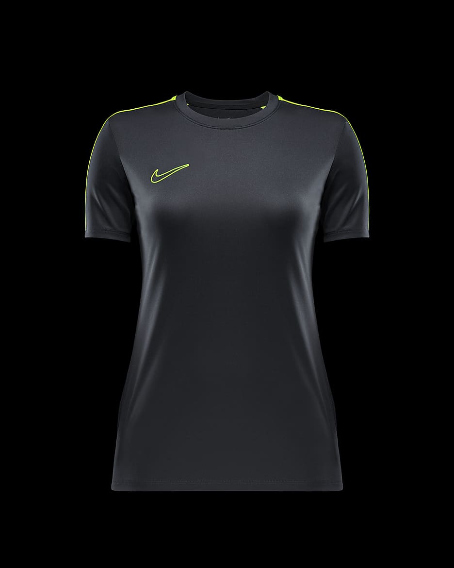 Damka koszulka piłkarska z krótkim rękawem Nike Dri-FIT Academy - Anthracite/Volt/Volt